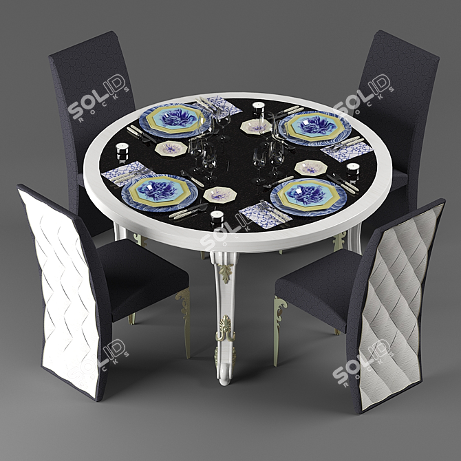 Elegant Dining Set 3D model image 1