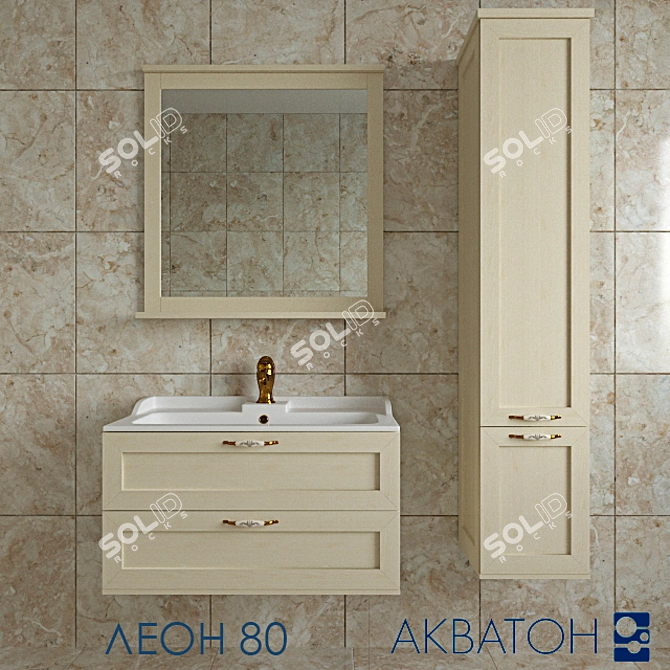 Akvaton Leon 80: Elegant Bathroom Set 3D model image 1