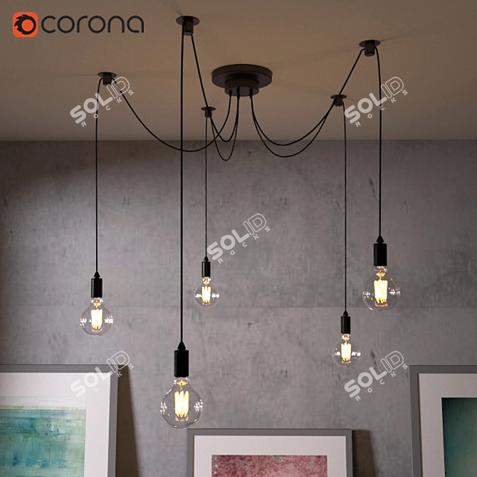 Timeless Glow: Edison Chandelier 3D model image 1