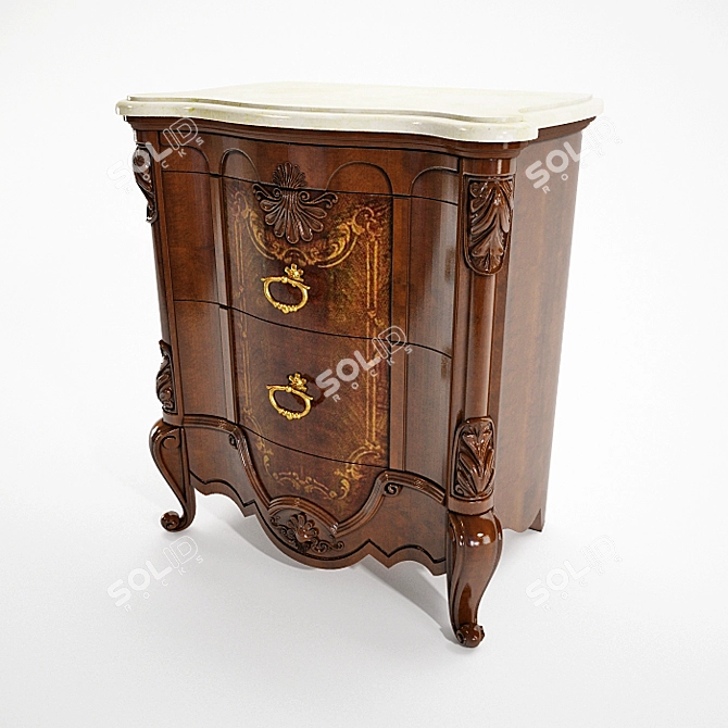 Elegant Victoria Nightstand - Treci Collection 3D model image 2