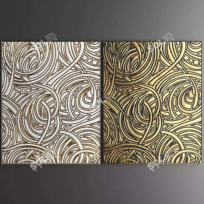 3D Wall Decor Panel: Custom-made Plywood, CNC Carving, Gilding & Painting 3D model image 1