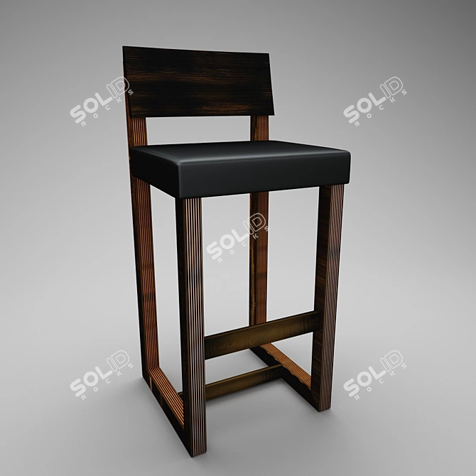 Brazilia Barstool: Birch Plywood, Bull Leather, 860mm Height 3D model image 1