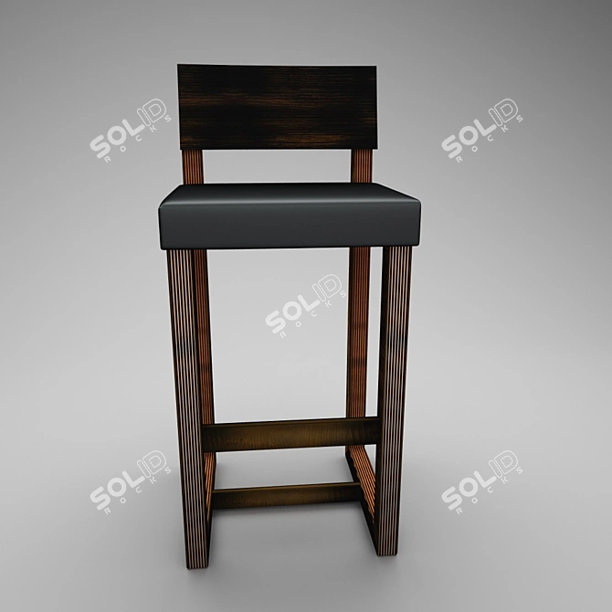 Brazilia Barstool: Birch Plywood, Bull Leather, 860mm Height 3D model image 2