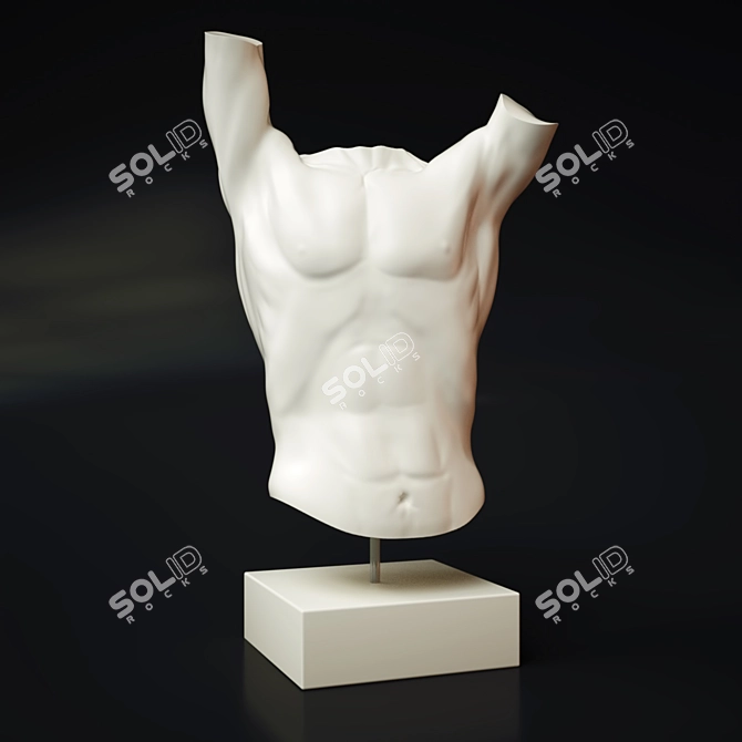 Sleek Torso Sculpture 3D model image 1