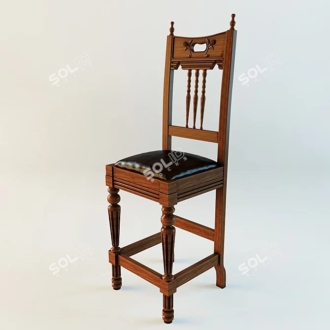 Mahogany Leather Bar Stool: Exclusive Handcrafted Design 3D model image 1