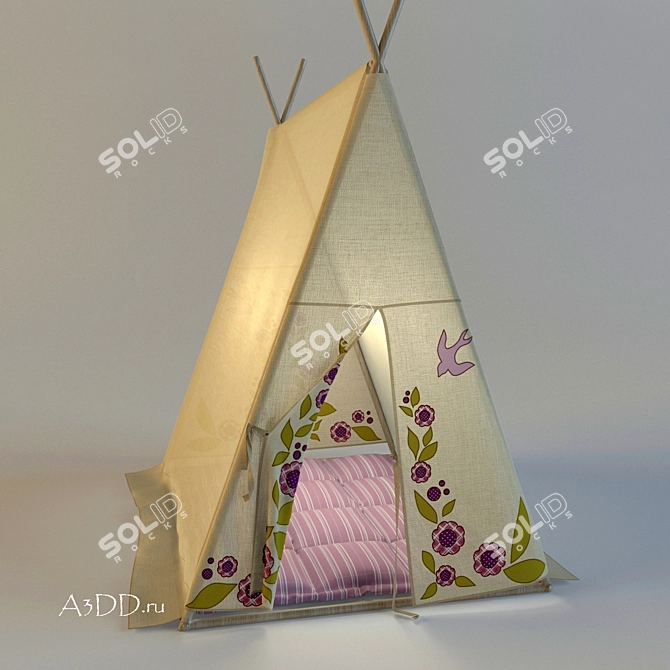 Kids' Textile Shelter Tent 3D model image 1