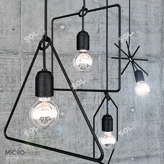 Sleek Geometric Pendant Lights 3D model image 2