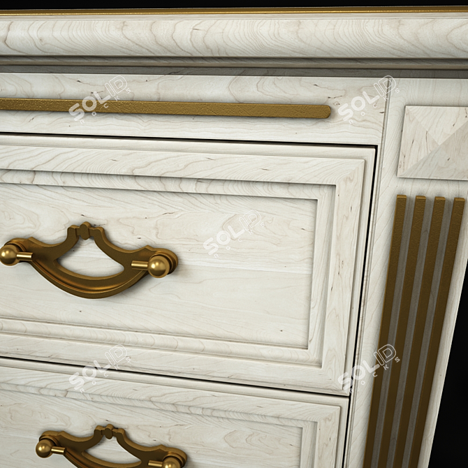 Victoria Gold Bedside Table - Elegant and Functional 3D model image 1