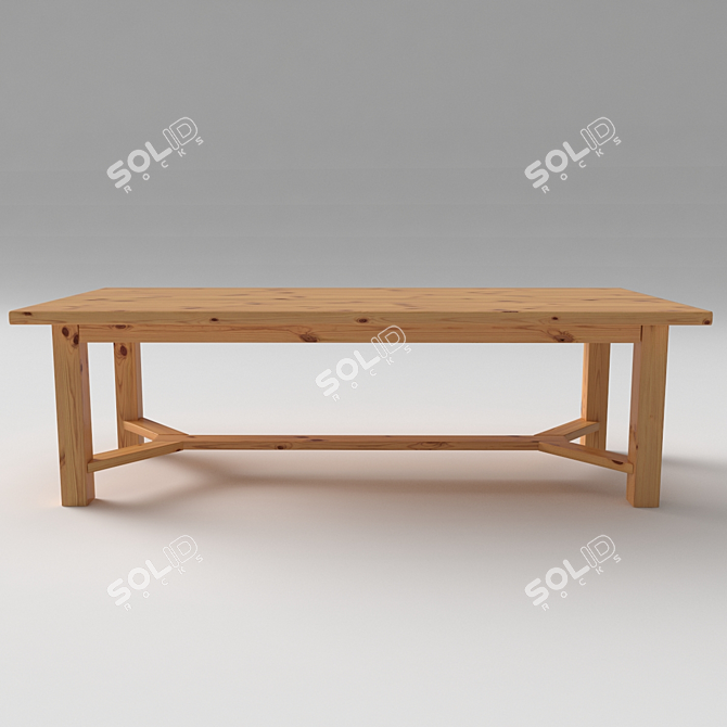 Elegant Wooden Dining Table 3D model image 2