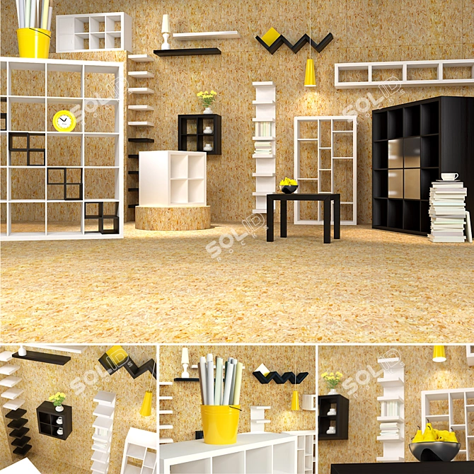 Contemporary IKEA Shelves & Decor 3D model image 1