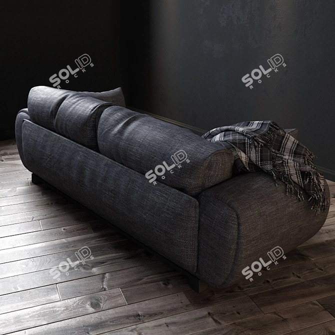  Gray Velvet Sofa - 2500mm Width 3D model image 3