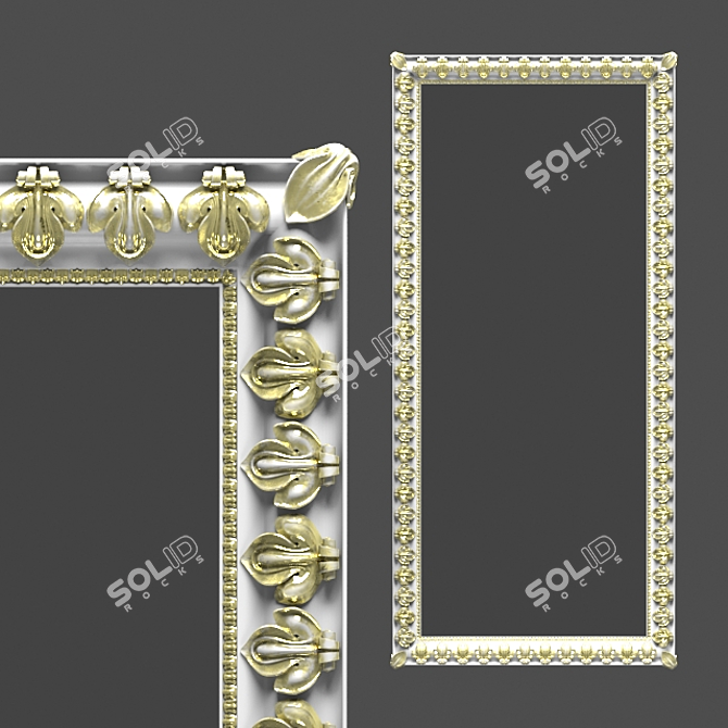 Elegant Carved Frame Mirror 3D model image 1