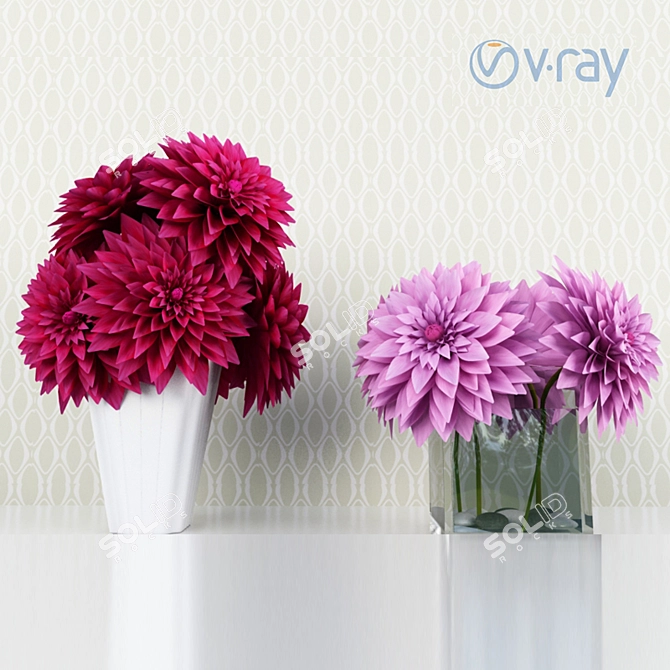 Elegant Dahlia Blooms: Interiors Perfected 3D model image 1