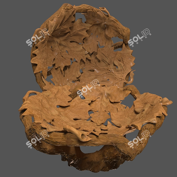 Exquisite Wooden Carved Plate 3D model image 2