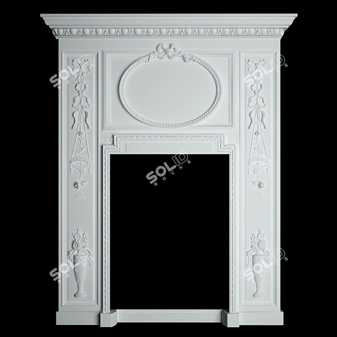 Italian Gypsum Fireplace Portal 3D model image 1