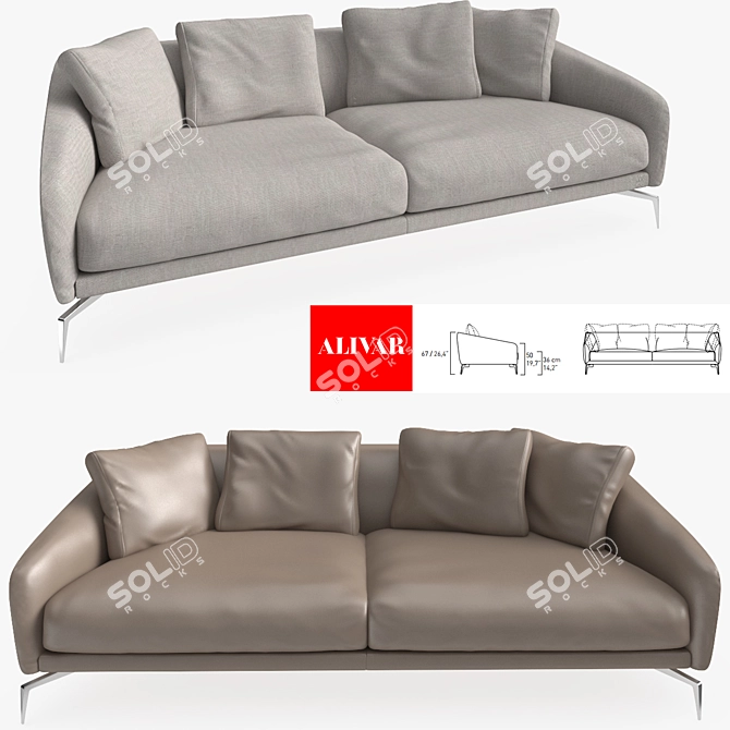 Alivar Land Sofa: Modern Comfort and Style 3D model image 1