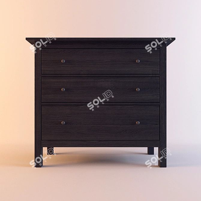 IKEA HEMNES Chest - Black-Brown, 3 Drawers 3D model image 3