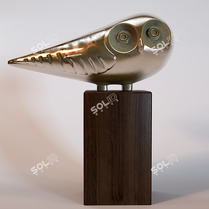 Vintage Brass Owl Figurine 3D model image 1