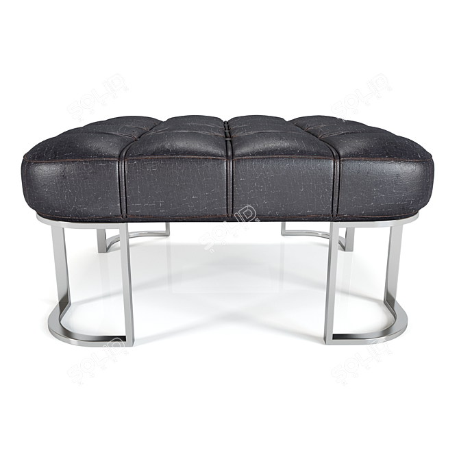 Sleek VIO Leather Poof with Metal Legs 3D model image 1