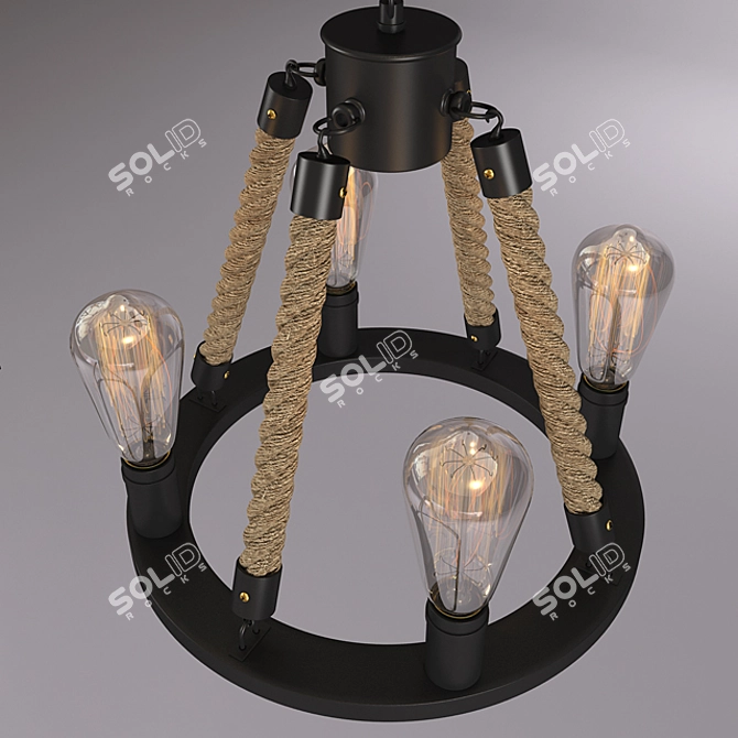 Circular Rope Pendant Lamp 3D model image 2