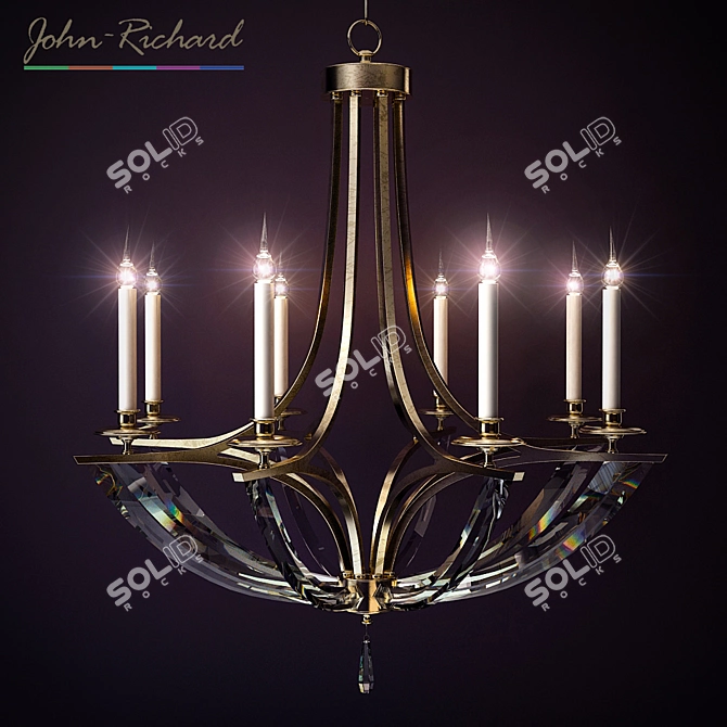 Elegant Bent Crystal Chandelier 3D model image 1