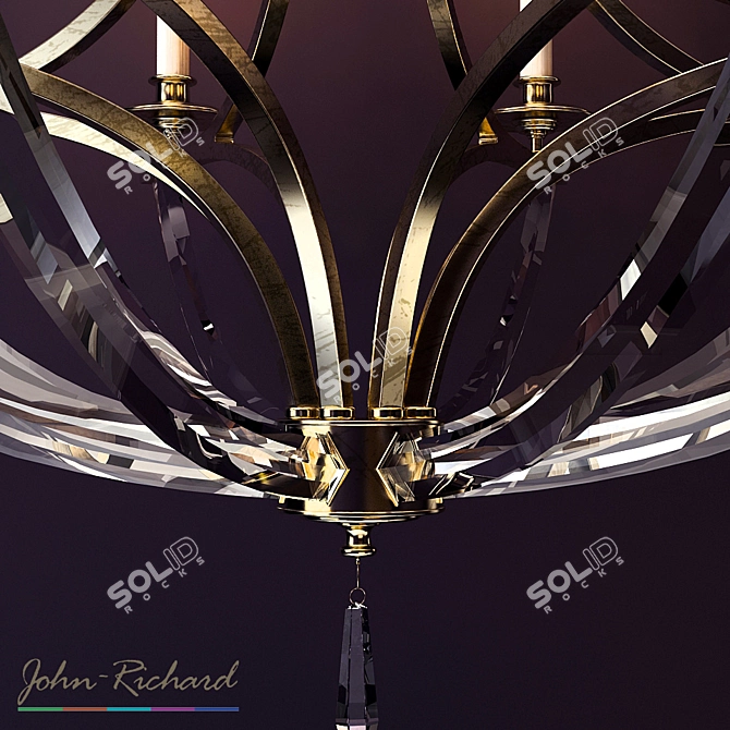 Elegant Bent Crystal Chandelier 3D model image 2