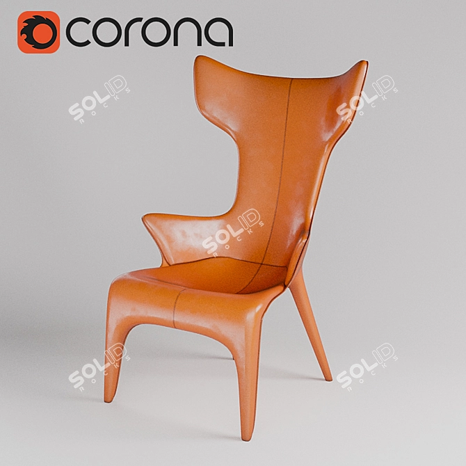 Driade Lou Reed: Orange, Fiberglass & Leather 3D model image 1