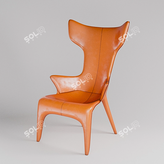 Driade Lou Reed: Orange, Fiberglass & Leather 3D model image 2