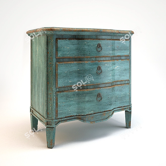 Turquoise Three Drawer Chest 3D model image 1