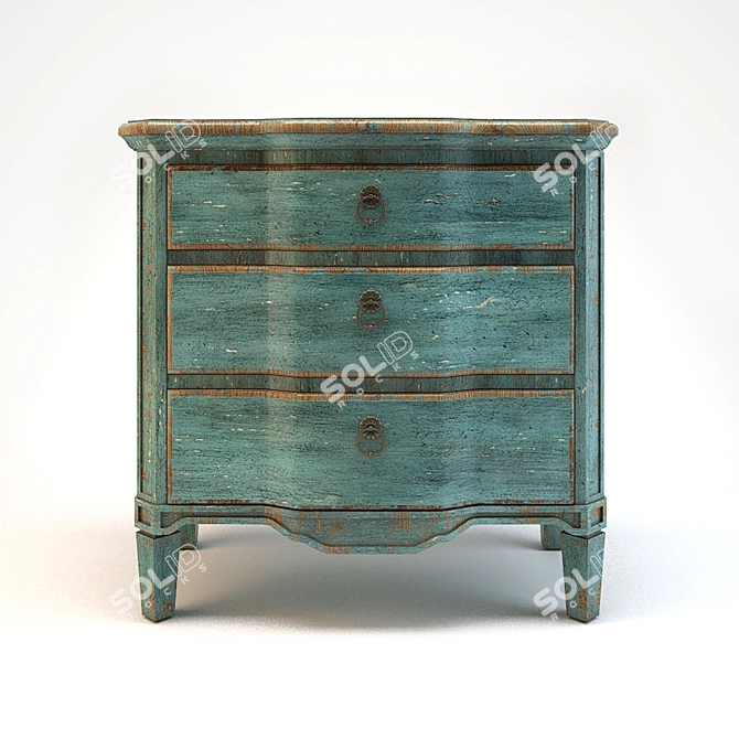 Turquoise Three Drawer Chest 3D model image 2