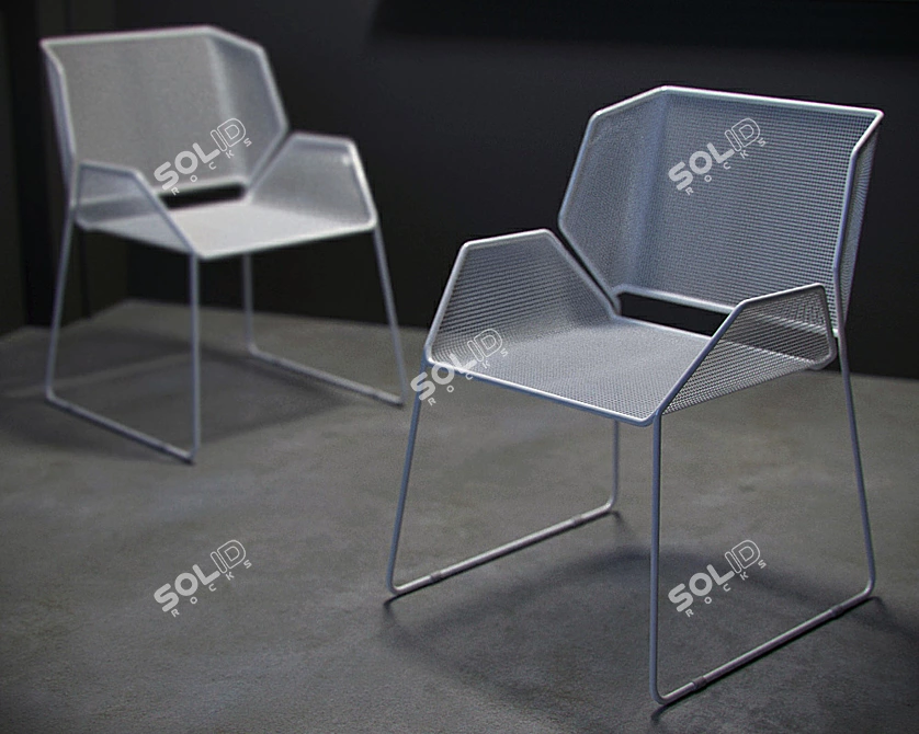 Sleek Metal Mesh Chair 3D model image 1