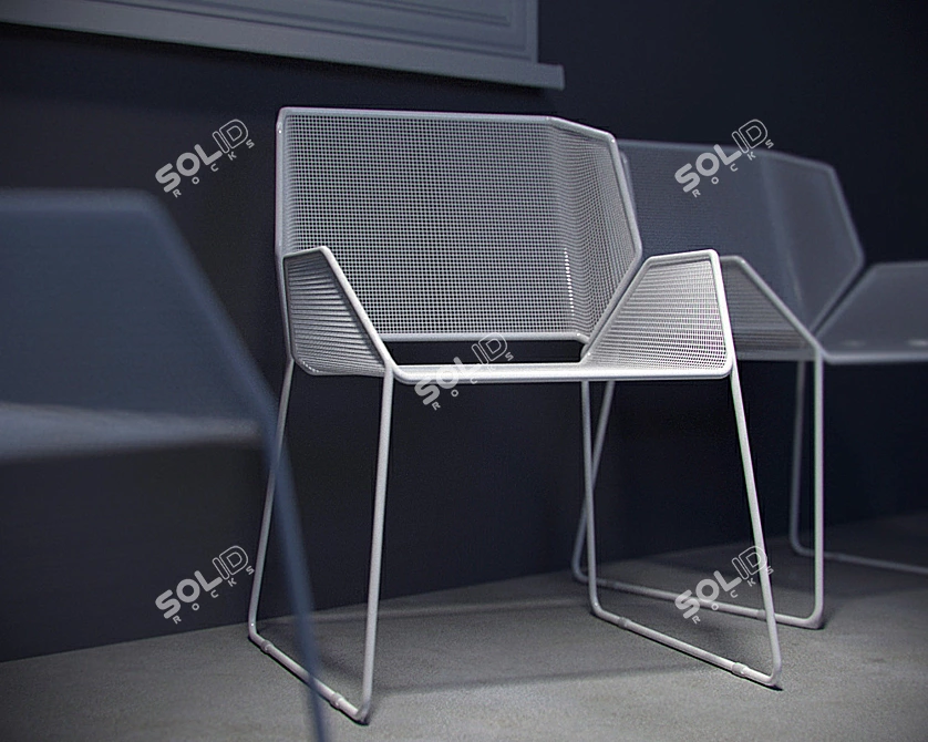 Sleek Metal Mesh Chair 3D model image 2