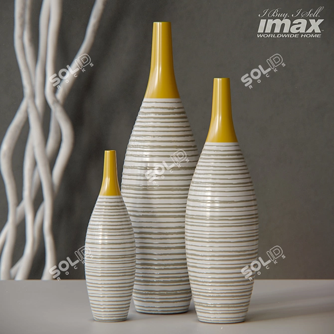 Andean Glaze Vases: Handcrafted Set of 3 3D model image 1