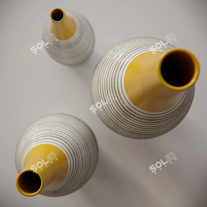 Andean Glaze Vases: Handcrafted Set of 3 3D model image 3