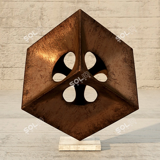 Copper Cube Sculpture 3D model image 1