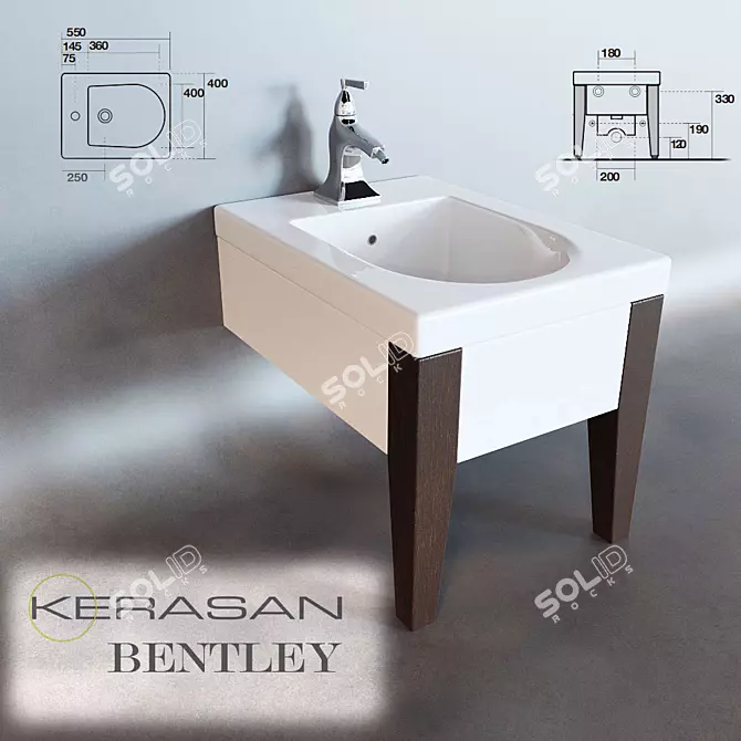 Luxury Suspended Bidet: Kerasan Bentley 3D model image 1