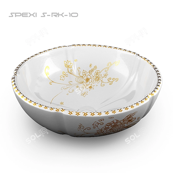 Elegant Hand-Painted Ceramic Sink 3D model image 1