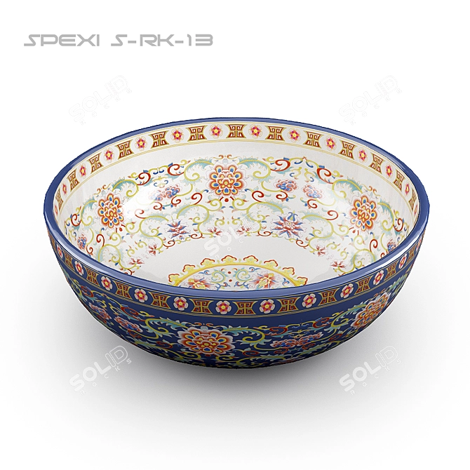 Spexi Hand-Painted Ceramic Sink 3D model image 1