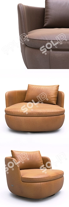 Elegant Swivel Leather Chair 3D model image 2