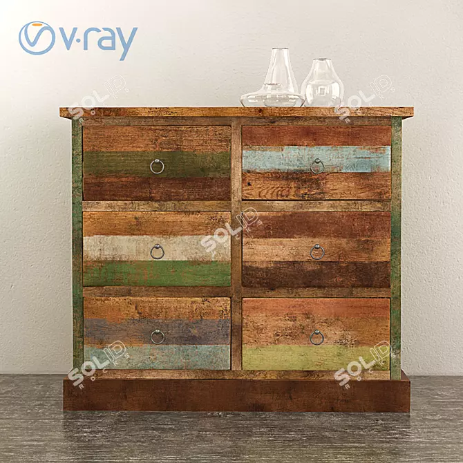 Teak Borneo Solid Commode 3D model image 1