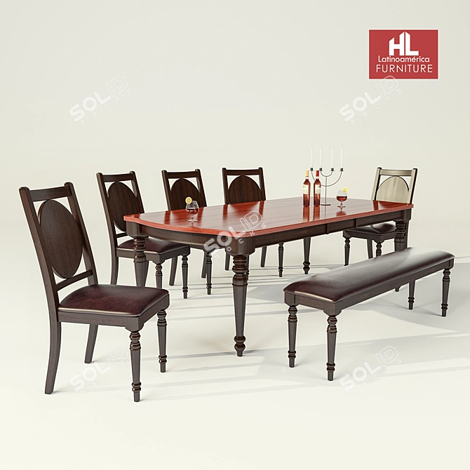 Versatile Desk Set with Chair & Stool 3D model image 1