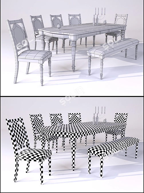 Versatile Desk Set with Chair & Stool 3D model image 3