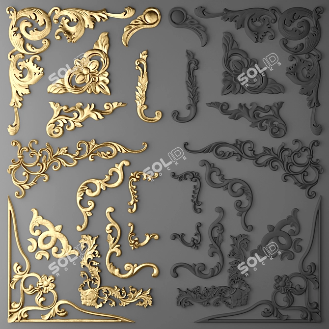 Elegant Stucco Decor Set 3D model image 1