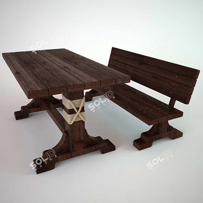 Coastal-Style Tables and Benches 3D model image 1