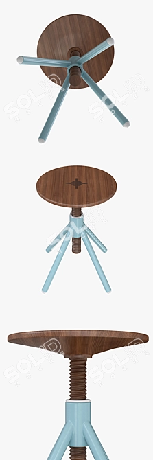 Sleek Thread High Stool 3D model image 1