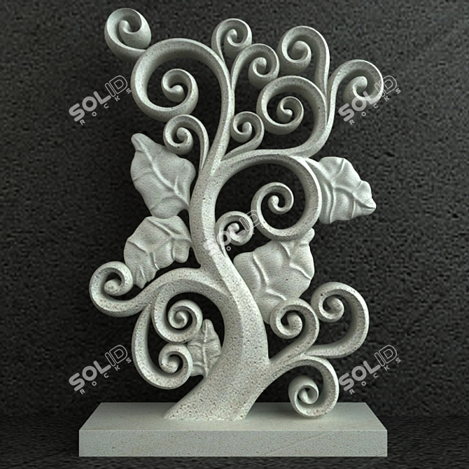 Exquisite Floral Carving Ornament 3D model image 1