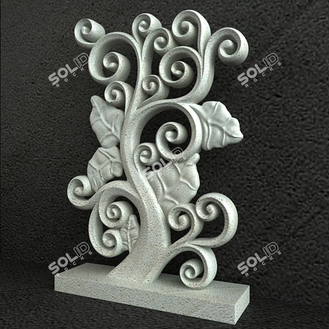 Exquisite Floral Carving Ornament 3D model image 2