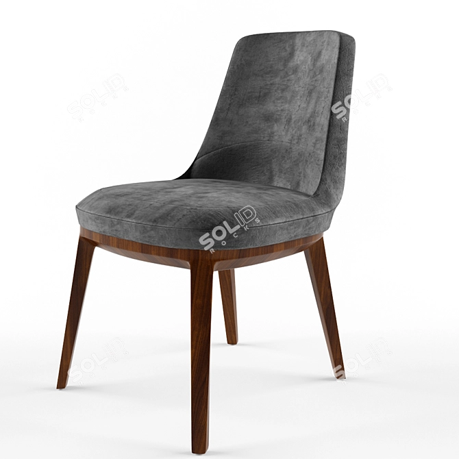 Elegant Clover Chair: Faceted Upholstery 3D model image 2