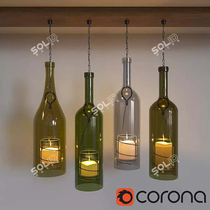 Elegant Bottle Candles 3D model image 1