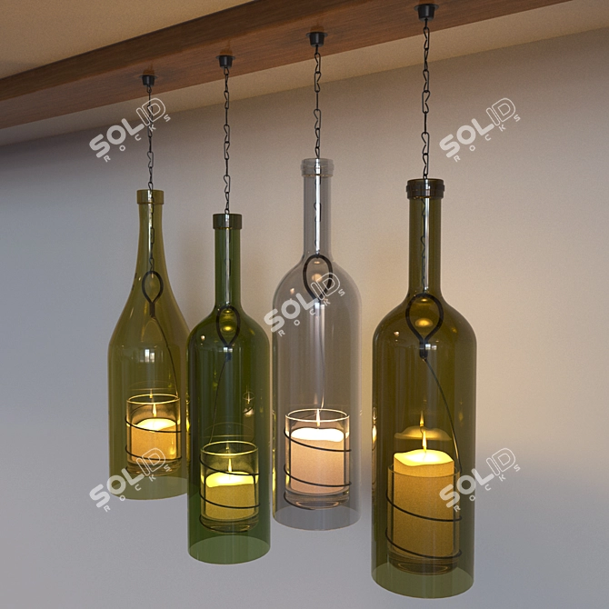 Elegant Bottle Candles 3D model image 2